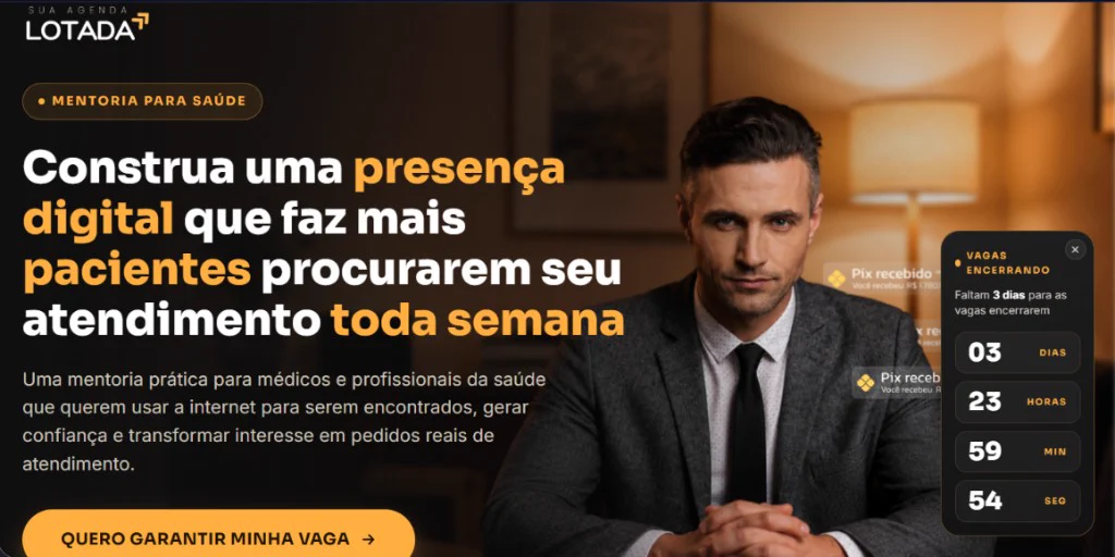 Preview completo da página Agenda Lotada