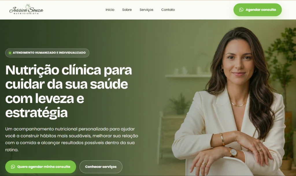 Preview completo do site Jéssica Souza Nutricionista